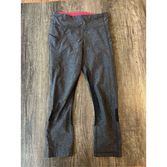Lululemon Pace Rival Crop Heathered Black Deep Coal Boom Juice Leggings Size 4 - Picture 2 of 4